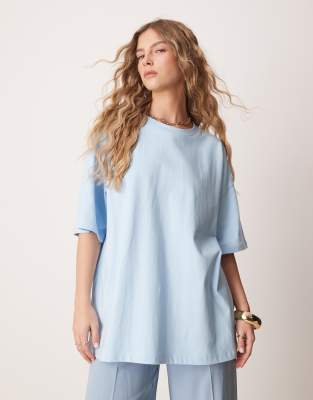 ASOS DESIGN - Oversize-T-Shirt aus schwerer Baumwolle in Blau