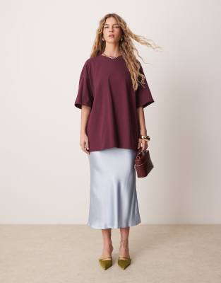 ASOS DESIGN - Oversize-T-Shirt aus schwerer Baumwolle in Burgunderrot