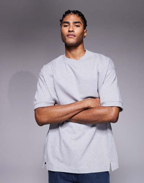 ASOS DESIGN – Oversize-T-Shirt aus sehr schwerem Stoff in meliertem Grau - view 1