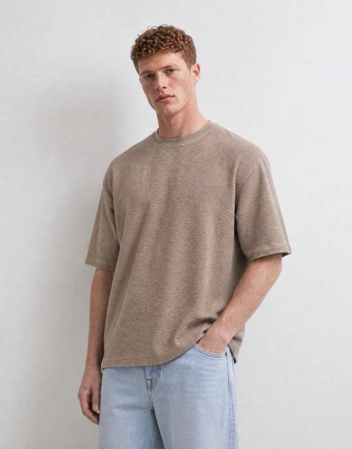 ASOS DESIGN – Oversize-T-Shirt aus superschwerem Stoff in Beige mit Struktur, 9 von 10