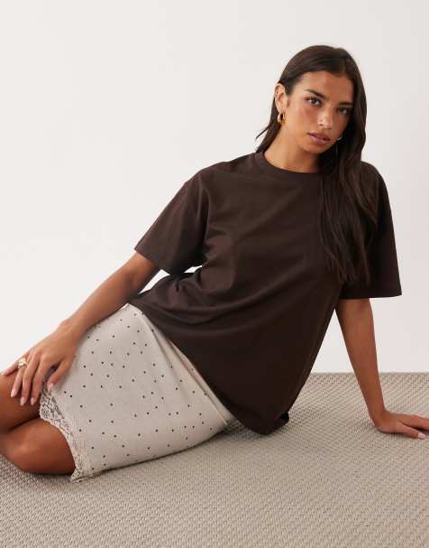 ASOS DESIGN oversize t-shirt i chokladbrun - view 1