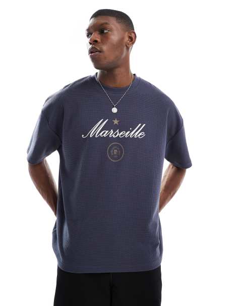 ASOS DESIGN – Oversize-T-Shirt in Anthrazit aus schwerem Material mit Waffelstruktur, 230 g/m² - view 1