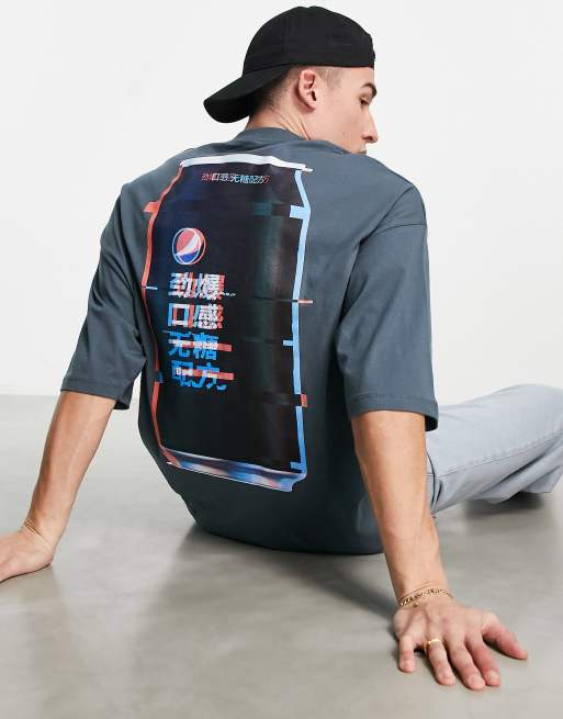 ASOS DESIGN – Oversize-T-Shirt in Anthrazit mit <em>Pepsi Max</em>-Print