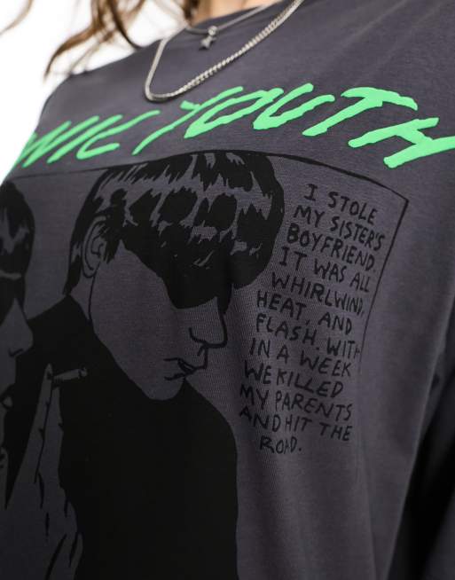 ASOS DESIGN – Oversize-T-Shirt in Anthrazit mit lizenziertem <em>Sonic Youth</em>-Grafikprint, 2 von 4