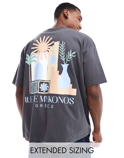ASOS DESIGN – Oversize-T-Shirt in Anthrazit mit Rückenprint