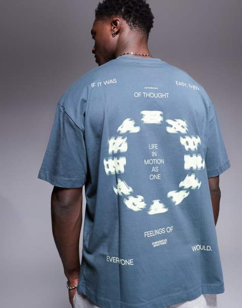 ASOS DESIGN – Oversize-T-Shirt in Anthrazit mit Sportgrafiken - view 1