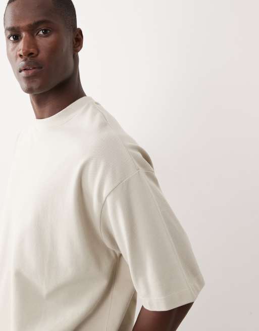 ASOS DESIGN Oversize-T-Shirt in Beige mit Piqué-Struktur, 4 von 5
