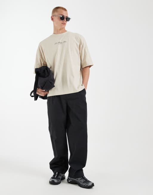 ASOS DESIGN – Oversize-T-Shirt in Beige mit Tennis-Grafikprint, 2 von 5