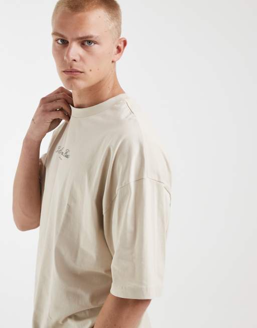 ASOS DESIGN – Oversize-T-Shirt in Beige mit Tennis-Grafikprint, 4 von 5
