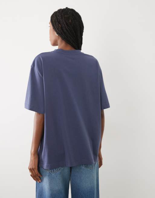 ASOS DESIGN – Oversize-T-Shirt in Blau mit gelbem Blumen-Grafikprint, 4 von 4