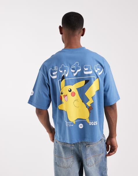ASOS DESIGN – Oversize-T-Shirt in Blau mit Pokémon-Pikachu-Print - view 1