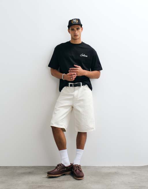 ASOS DESIGN Oversize-T-Shirt in Boxy-Passform mit hohem Sommerbund in Schwarz, 2 von 5