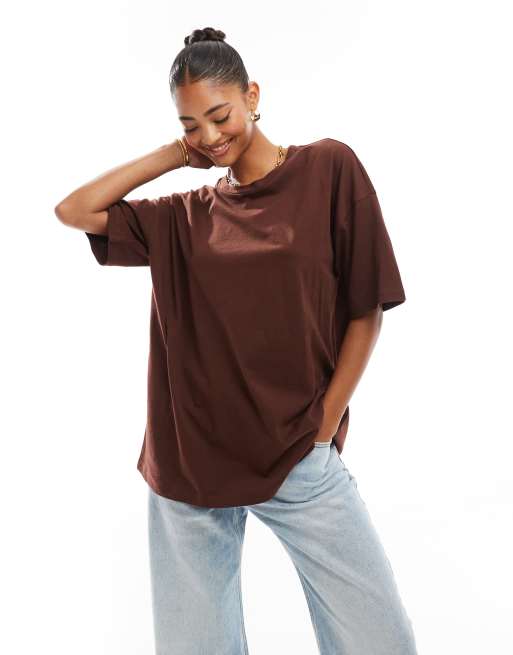 ASOS DESIGN – Oversize-T-Shirt in Braun mit „Kyoto Flower Market“-Print, 3 von 4