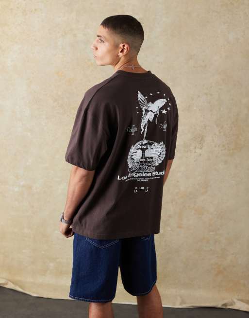 ASOS DESIGN – Oversize-T-Shirt in Braun mit Street-Print, 4 von 5