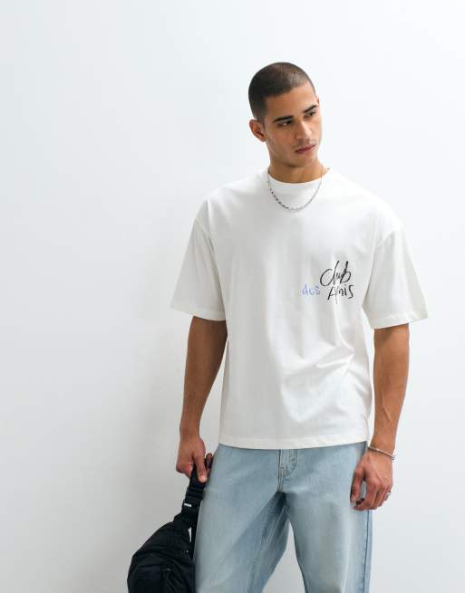 ASOS DESIGN – Oversize-T-Shirt in Cremeweiß mit floralem Grafikprint, 3 von 5