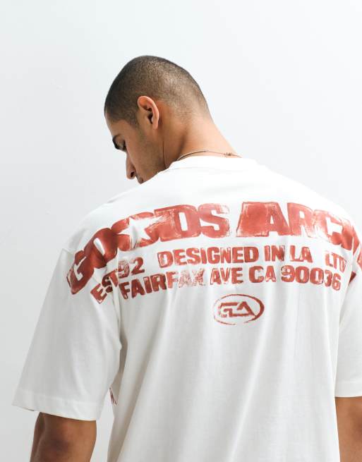 ASOS DESIGN – Oversize-T-Shirt in Cremeweiß mit großem Textprint, 5 von 5