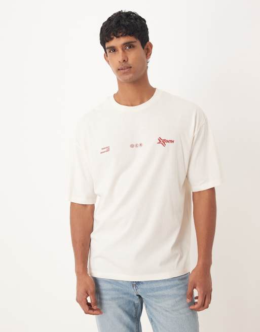 ASOS DESIGN – Oversize-T-Shirt in Cremeweiß mit Street-Prints, 3 von 5