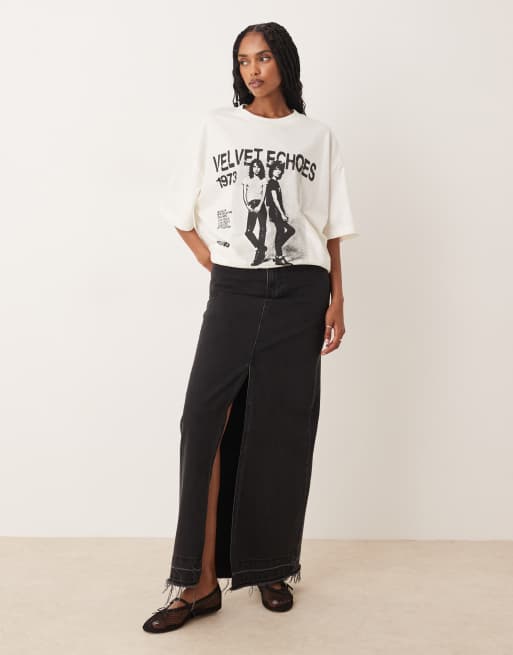 ASOS DESIGN – Oversize-T-Shirt in Cremeweiß mit Vintage-Band-Grafikprint, 2 von 4