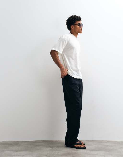ASOS DESIGN – Oversize-T-Shirt in cremeweißer Leinenoptik, 2 von 5