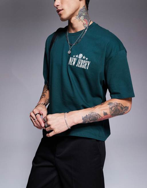 ASOS DESIGn – Oversize-T-Shirt in Dunkelgrün mit Boxy-Passform und Jersey-Rückenprint, 3 von 4