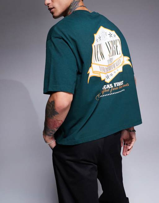ASOS DESIGn – Oversize-T-Shirt in Dunkelgrün mit Boxy-Passform und Jersey-Rückenprint, 4 von 4