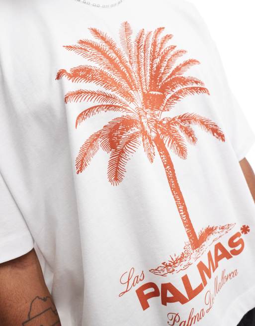 ASOS DESIGN – Oversize-T-Shirt in gebrochenem Weiß mit kurzem Schnitt und Print auf der Brust, 2 von 4