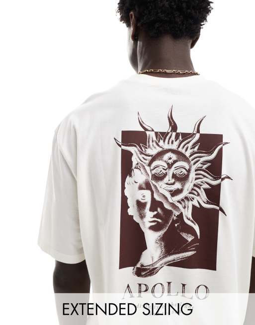 ASOS DESIGN – Oversize-T-Shirt in gebrochenem Weiß mit Renaissance-Print auf dem Rücken