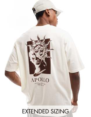 ASOS DESIGN – Oversize-T-Shirt in gebrochenem Weiß mit Renaissance-Print auf dem Rücken - view 1