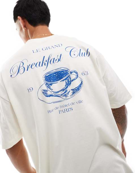 ASOS DESIGN – Oversize-T-Shirt in gebrochenem Weiß mit Textprint auf dem Rücken - view 1