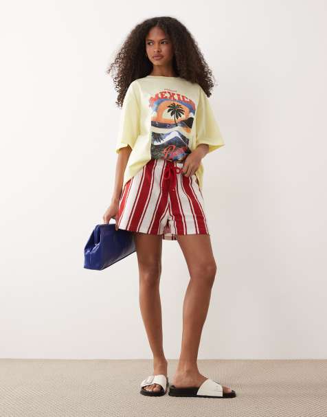 ASOS DESIGN – Oversize-T-Shirt in Gelb mit „Mexico“-Strand-Print - view 1