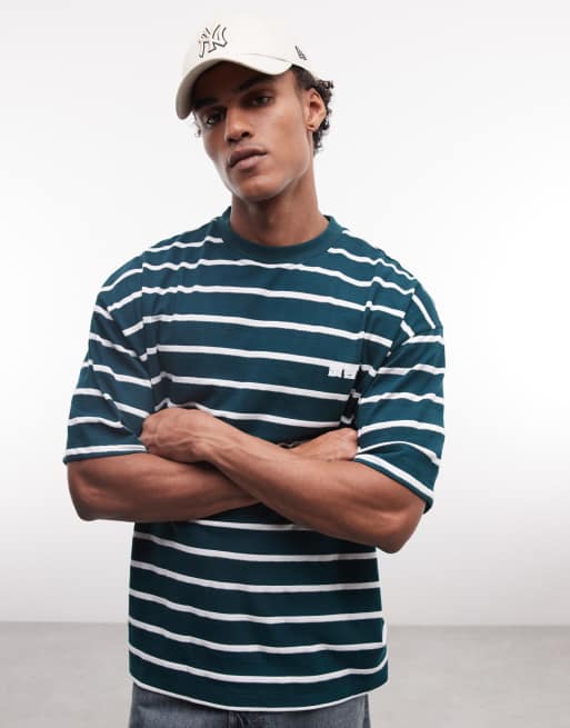 ASOS DESIGN – Oversize-T-Shirt in gestreiftem Grün mit Kyoto-Schriftzug, 5 von 5