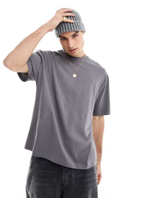 ASOS DESIGN – Oversize-T-Shirt in Grau mit Cityprint auf der Rückseite, 2 von 4