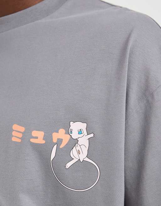 ASOS DESIGN – Oversize-T-Shirt in Grau mit „Mew“-Pokémon-Print, 4 von 5