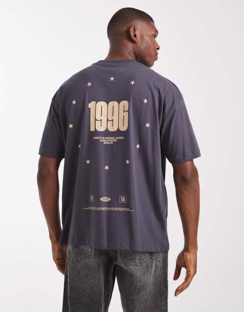ASOS DESIGN – Oversize-T-Shirt in Grau mit Straßenname-Grafikprint - view 1
