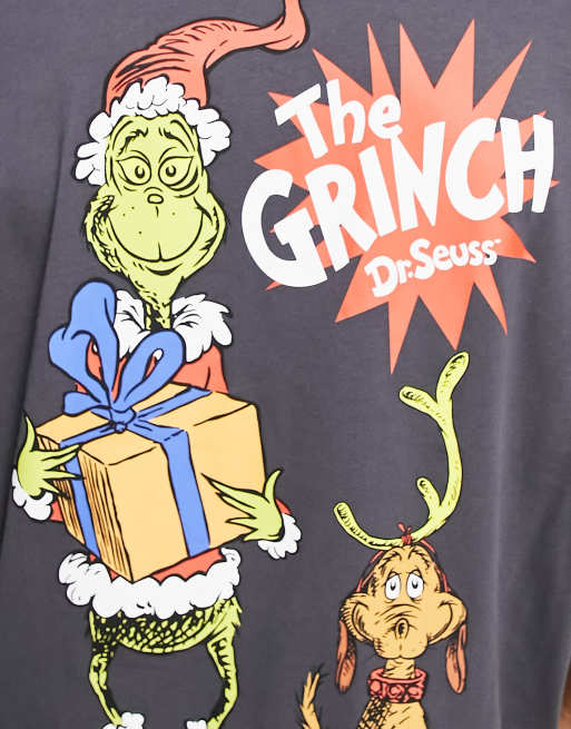 ASOS DESIGN – Oversize-T-Shirt in Grau mit weihnachtlichem <em>Grinch</em>-Print, 4 von 4