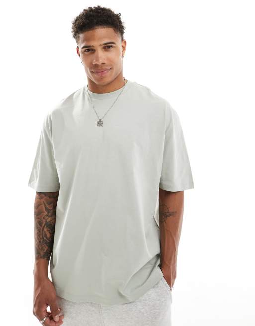 ASOS DESIGN – Oversize-T-Shirt in Hellgrau mit Himmelskörper-Print auf dem Rücken, 2 von 4