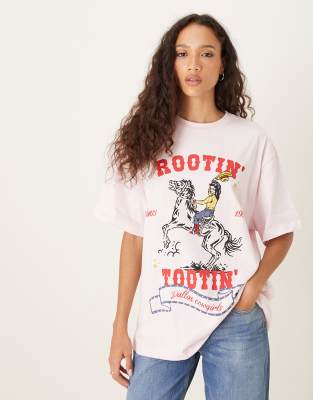 ASOS DESIGN - Oversize-T-Shirt in Hellrosa mit „Dallas Cowgirls"-Print