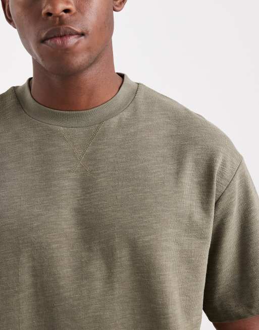 ASOS DESIGN – Oversize-T-Shirt in Khaki mit Bouclé-Struktur, 5 von 5
