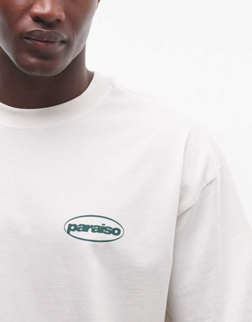 ASOS DESIGN – Oversize-T-Shirt in Kokosmilchweiß mit „Paraiso“-Blasen-Grafik, 4 von 5