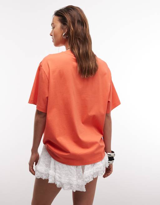 ASOS DESIGN – Oversize-T-Shirt in Korallenrot mit „Papaya“-Print, 2 von 8