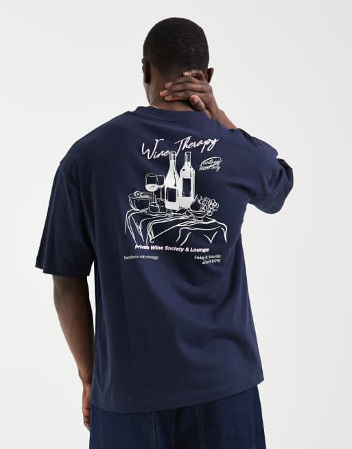ASOS DESIGN – Oversize-T-Shirt in Marineblau mit Essen und Trinken-Grafikprint, 3 von 5