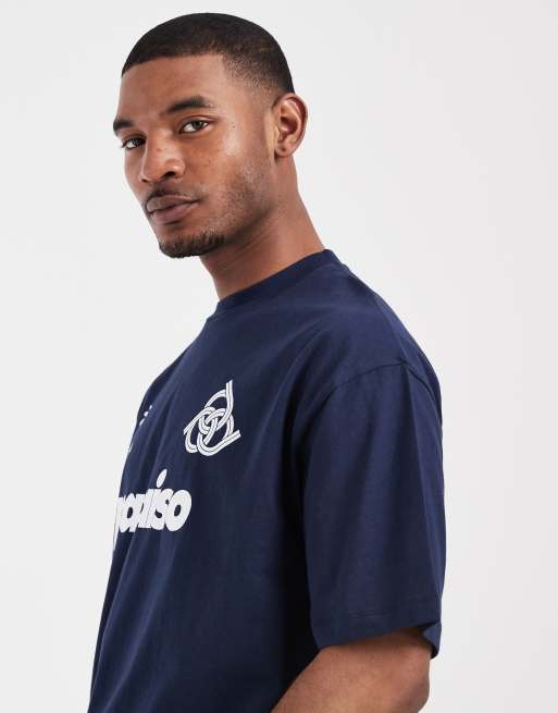 ASOS DESIGN – Oversize-T-Shirt in Marineblau mit Fußball-Grafik, 3 von 5