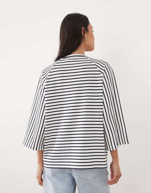 ASOS DESIGN – Oversize-T-Shirt in Marineblau mit Streifenmuster und Raglanärmeln, 3 von 4