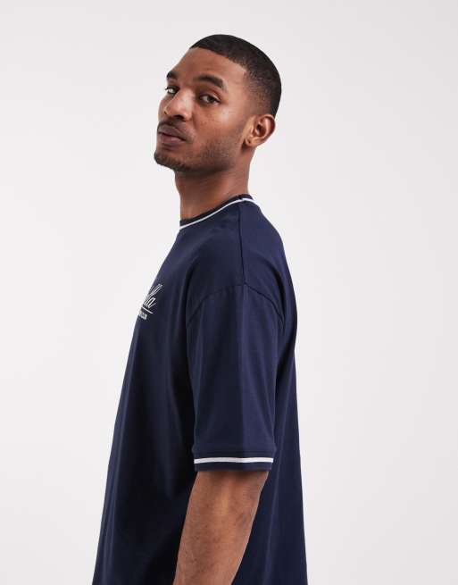 ASOS DESIGN – Oversize-T-Shirt in Marineblau mit Text-Print, 5 von 5