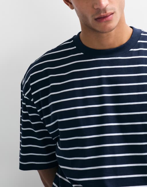 ASOS DESIGN – Oversize-T-Shirt in Marineblau und Weiß mit Streifenmuster, 3 von 7