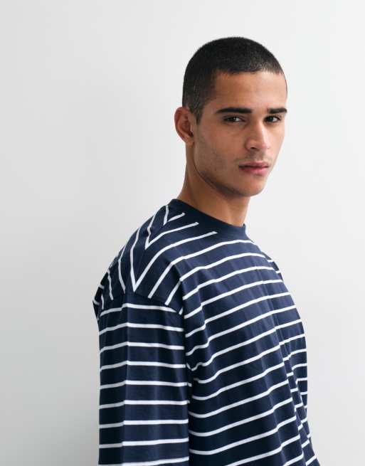 ASOS DESIGN – Oversize-T-Shirt in Marineblau und Weiß mit Streifenmuster, 5 von 7