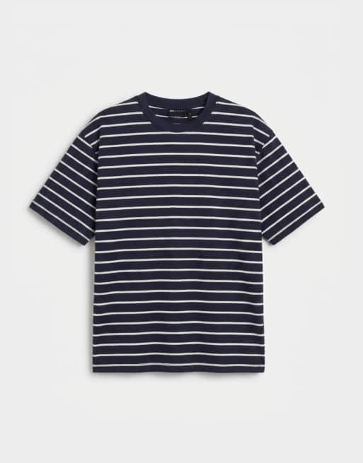 ASOS DESIGN – Oversize-T-Shirt in Marineblau und Weiß mit Streifenmuster, 6 von 7