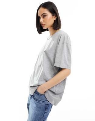 ASOS DESIGN - Oversize-T-Shirt in meliertem Grau