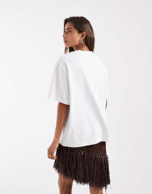 ASOS DESIGN – Oversize-T-Shirt in Orange und Weiß mit „La Palma“-Grafik, 3 von 4