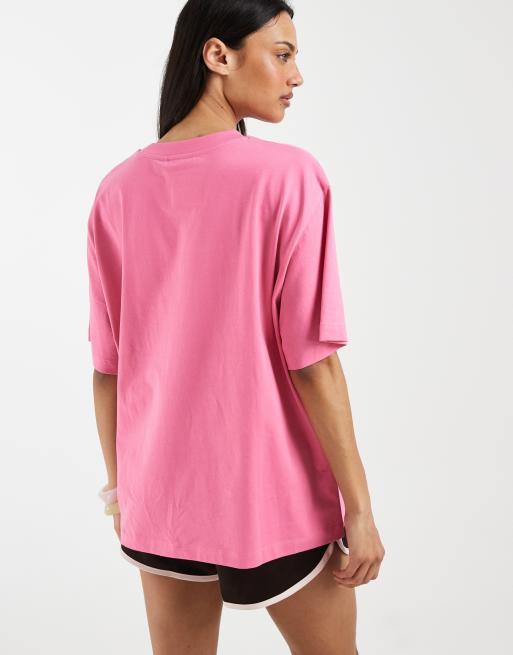 ASOS DESIGN – Oversize-T-Shirt in Rosa mit Kaugummi-Stickerei, 4 von 4